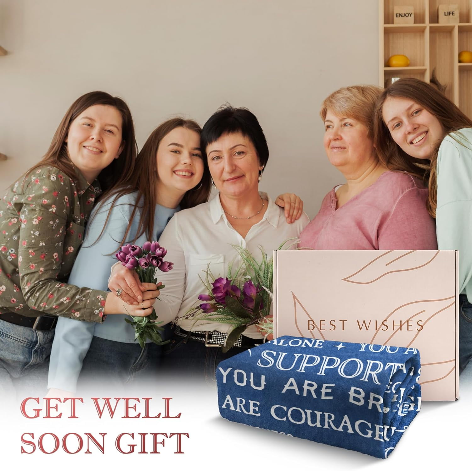 Blanket Gifts for Women or Men - Get Well Blanket, Inspirational Gifts for Her Him, Feel Better After Surgery Gifts, Thinking of You Gifts for Mom Friend Sister Coworker