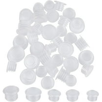 50PCS 5 Sizes Clear Plastic Stopper with Pull Tab Salt and Pepper Shaker Stoppers Replacement Bottle Plug 10.5mm to 18mm Inner Diameter Reusable Column End Covers for Pots Bottles