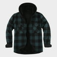 thumbnail image 2 of Bwdbhd Mens Jackets Lightweight Men's Full Zip Hooded Flannel Jacket Button Cotton Plaid Jacket Outdoor Coat for Men Green,S, 2 of 5