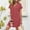 Red, variant on Sevevn Summer Beach Dresses For Women V Neck Short Sleeve Flowy Knee Length T Shirt Dress Casual Loose Sundress