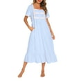 thumbnail image 2 of Coduop Women Short Sleeve Nightgowns Night Dress Ruffled Hem Lace Trim Princess Dress Sleepwear, 2 of 6