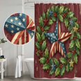 thumbnail image 4 of Shower Curtain Bathroom Set July 4th Retro American Star Waterproof Fabric Shower Curtains with Grommets&Hooks, Country Star Berry Leaf Wreath Privacy Bath Curtain for Bathtub 60x72in, 4 of 9