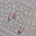 thumbnail image 3 of Flor de encaje blanco japonés, pegatinas adhesivas en relieve 3D de alta calidad para decoración de uñas, diseño de calcomanías, 3 of 5