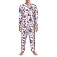 thumbnail image 3 of Naloa Violets Flowers Men’s Pajamas Set - Long Sleeve Button Down Sleep Shirt and Pajama Bottoms Sleepwear Set-XX-Large, 3 of 7