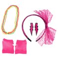 thumbnail image 3 of KAKOWELY Diadema de encaje de los 80, pendientes de neón, guantes de rejilla sin dedos, collar para fiesta de los 80 (serie Rosy), 3 of 4