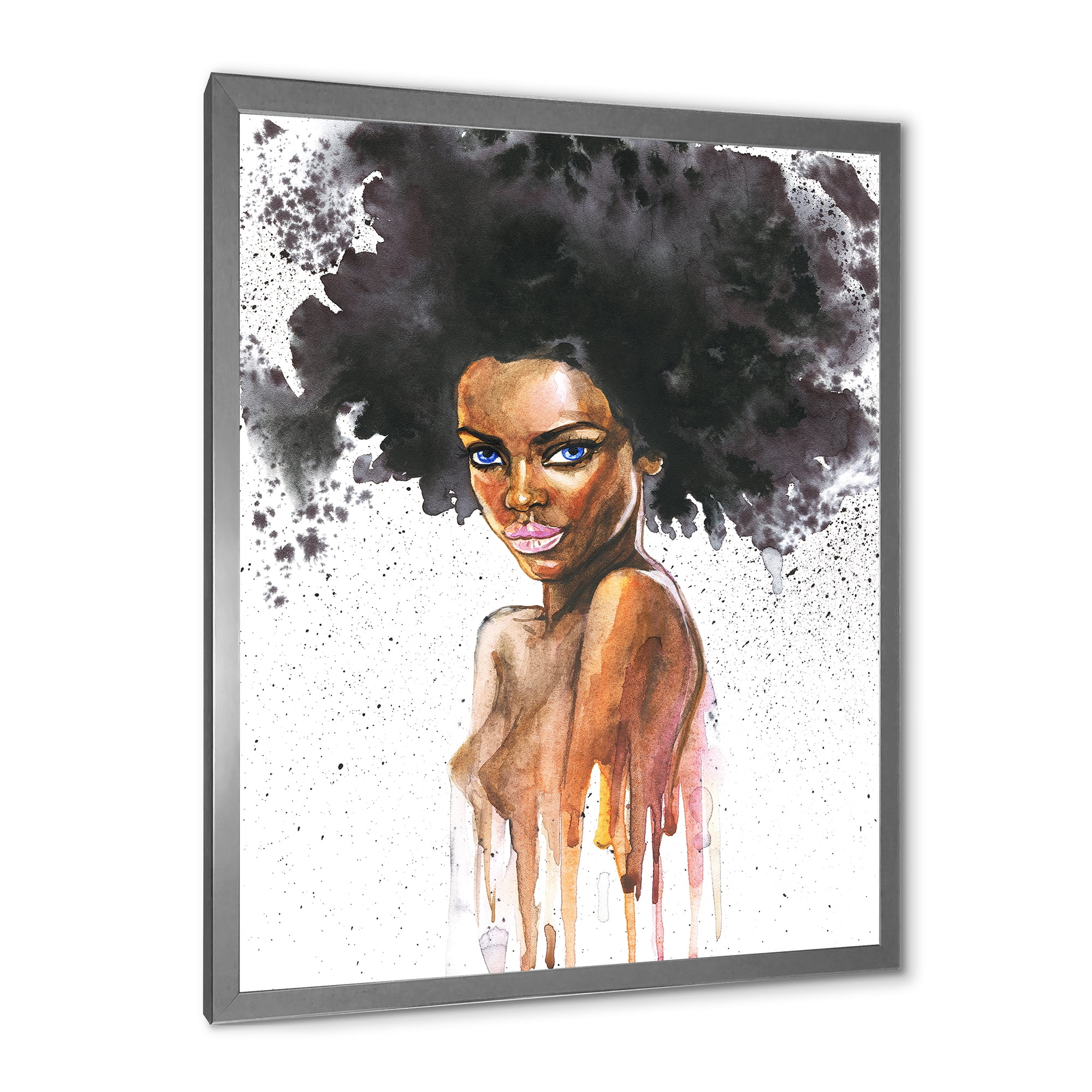 Designart 'Portrait of Afro American Woman VII' Modern Framed Art Print