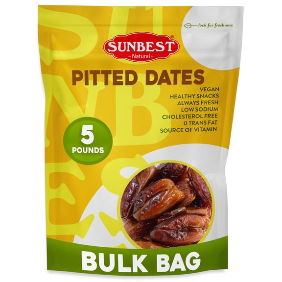 Dried Pitted Dates – 5 Pound Bulk Bag by Sunbest Natural – Chewy & Caramel Natural Fruit