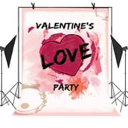 GreenDecor 5x7ft Romantic Photography Backdrop Valentine's Day Party Lettering Red Heart Backdrop Party Studio Props Photo Booth Curtain Background