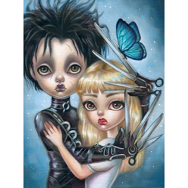 Cuadros Decorativos 5D bricolaje taladro redondo completo diamante pintura niña Kit decoración del hogar arte artesanía Wdftyju de costura negro 4 estilos
