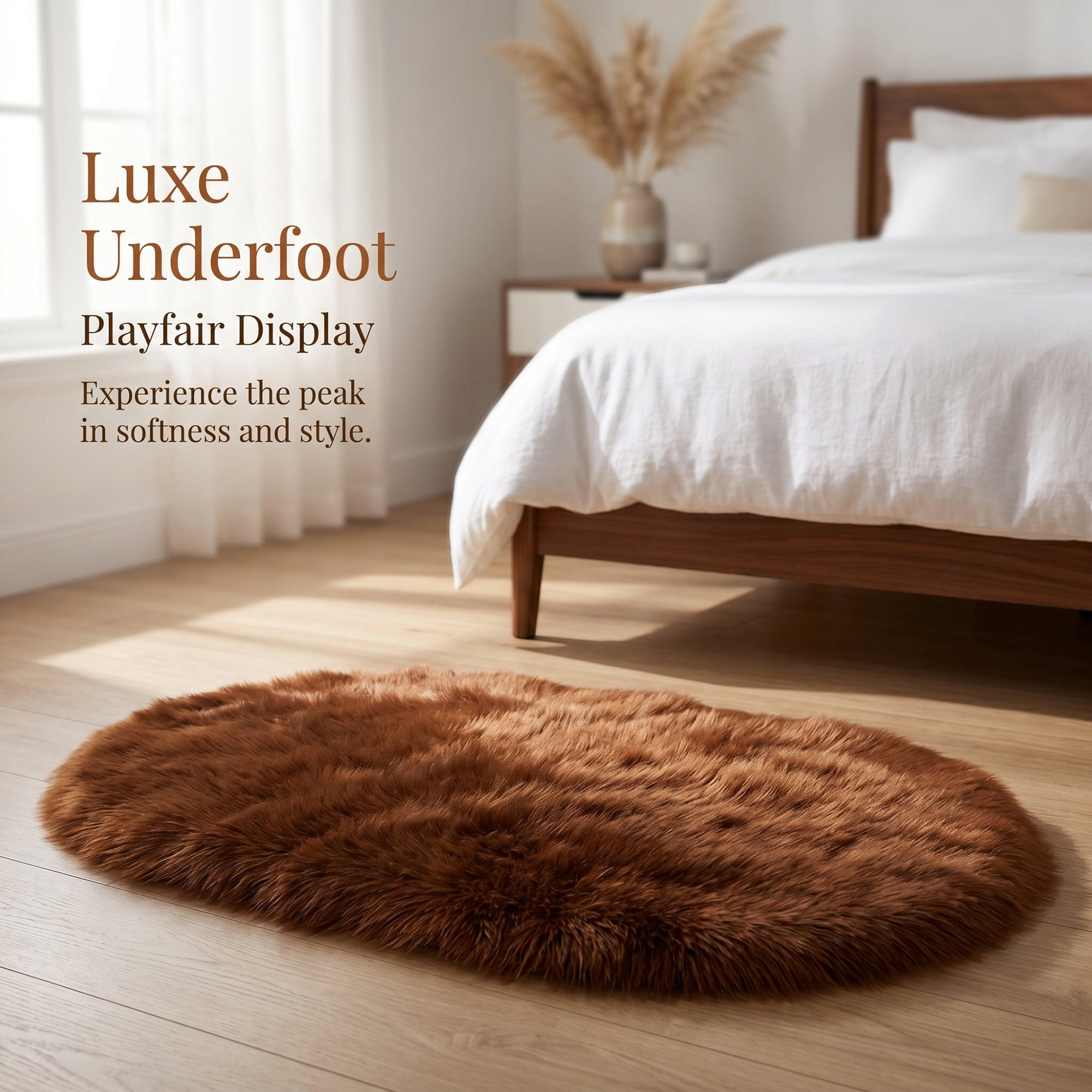 Unique Bargains Shaggy Area Rug Ultra Fluffy Non-Slip Fuzzy Carpet 32" x 20" Brown
