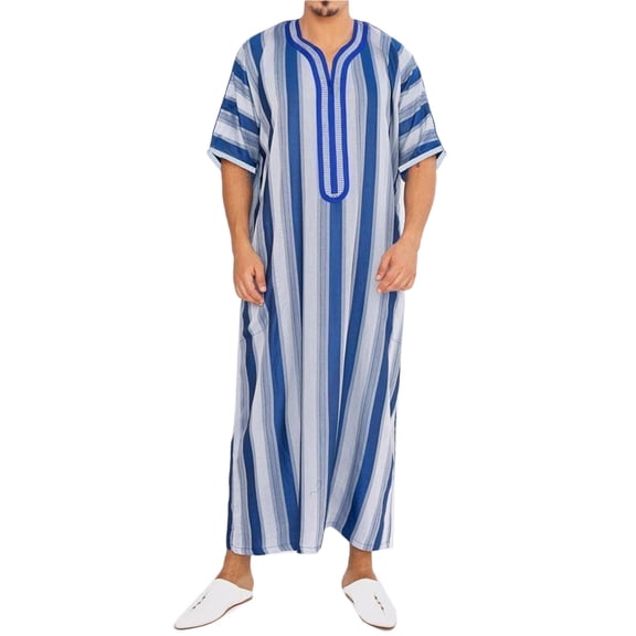 Peiiwdc Men Robe Middle East Jubba Thobe Male Saudi Arab Thobe Jubba Short Sleeve Kaftan