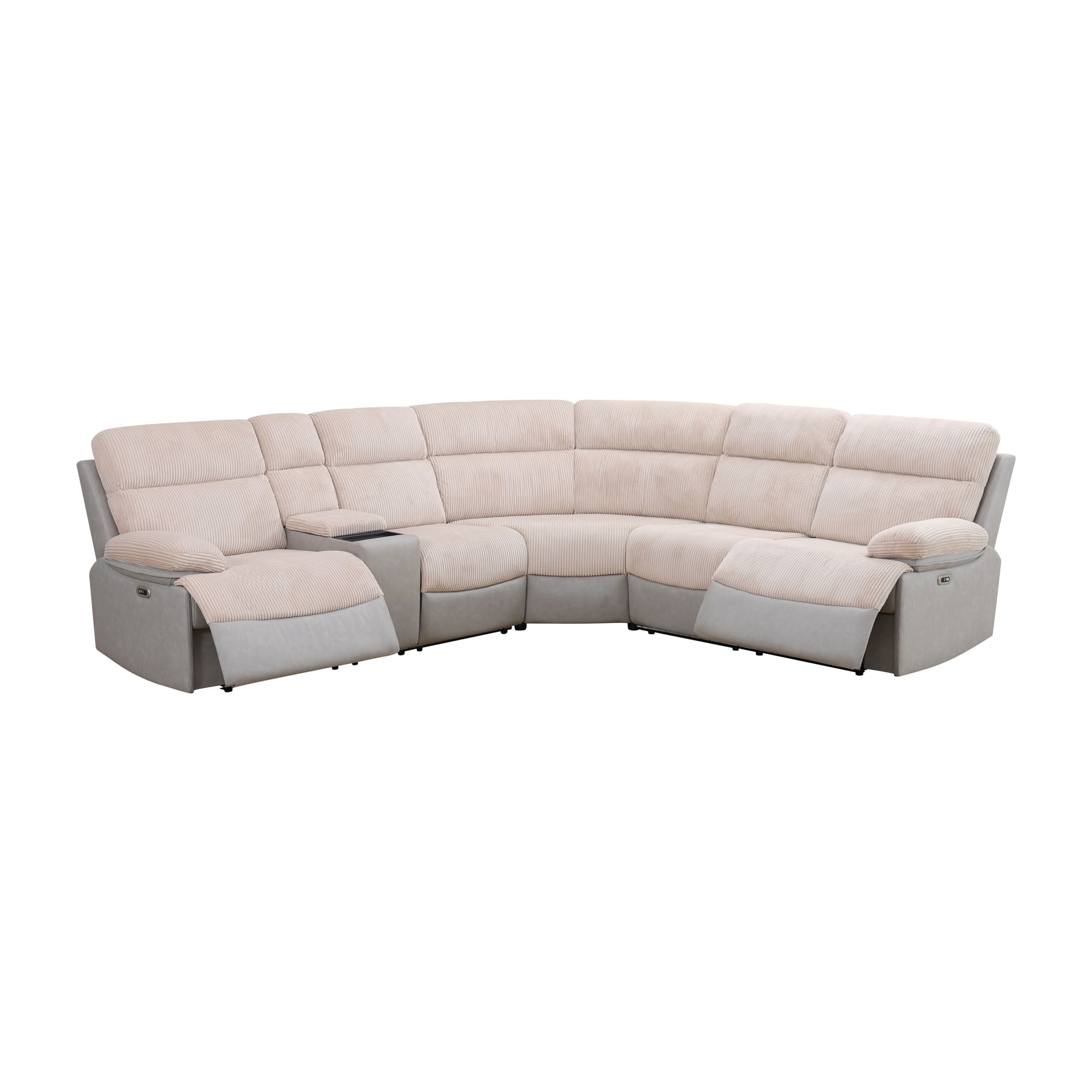 MAYEERTY Oversized Power Recliner Sectional Sofa, L-Shape Corner Couch with Wireless Charging, USB Port, Cup Holders & LED, for Living Room, Home Theater