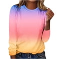 thumbnail image 2 of Cotton Tshirts For Women Fashion Solid Color Long Sleeve Casual Loose T Shirt Crew Neck For Everyday Comfortable Wear Tshirts Shirts For Women, 2 of 4