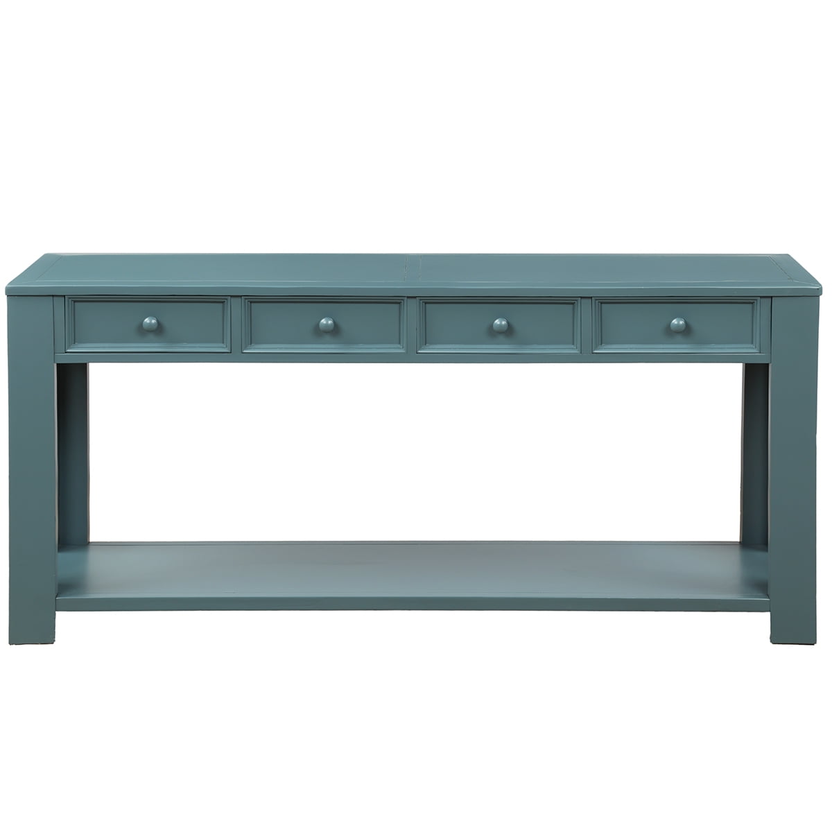 Console Table for Entryway Hallway Sofa Table with 4 Storage Drawers and Bottom Shelf (Dark Blue