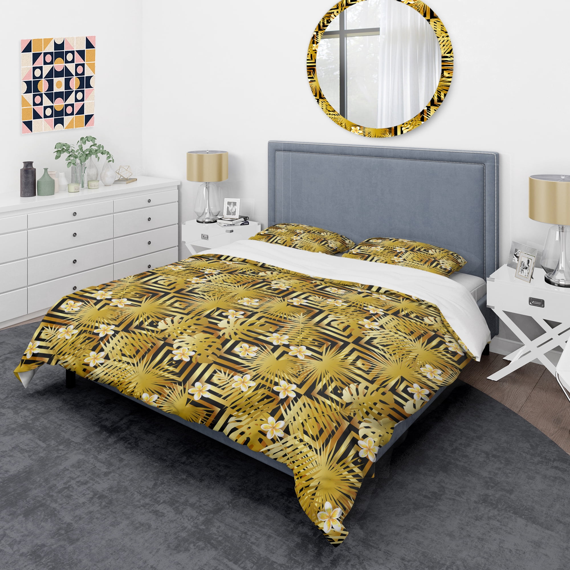 Designart 'Modern gold luxury pattern' Mid-Century Modern Duvet Cover Set