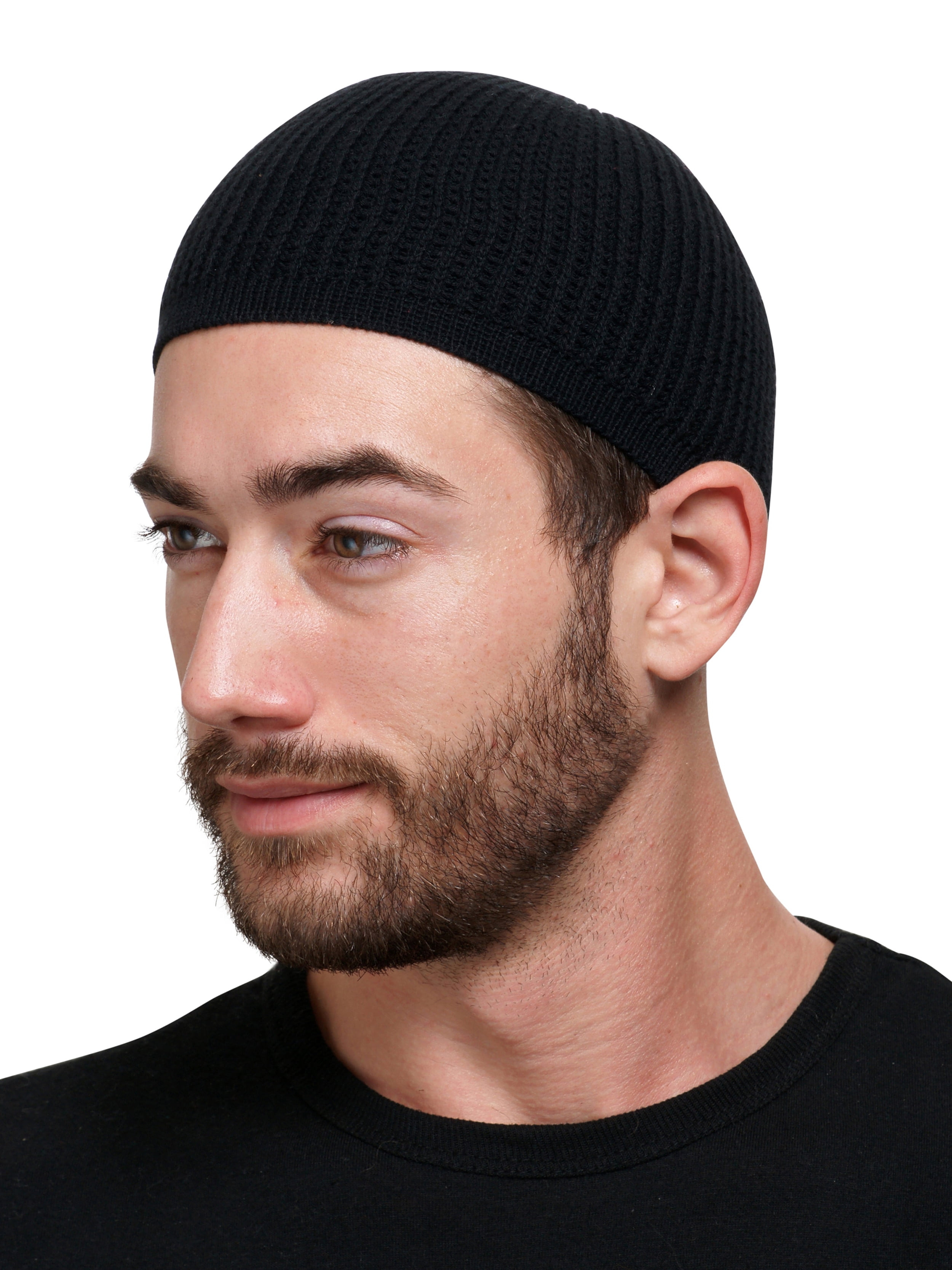 Candid Signature Solid Colored Kufi Hat with Checkered Knit Adult Cap