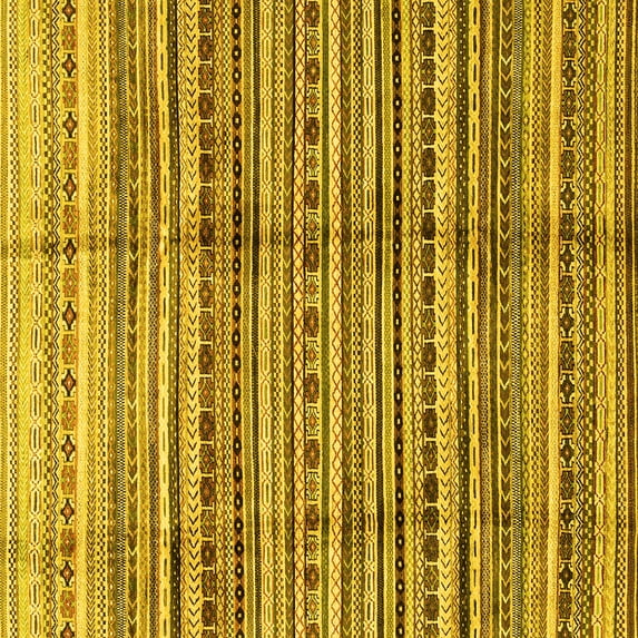 Ahgly Company Indoor Square Abstract Yellow Modern Area Rugs, 8' Square