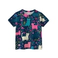 thumbnail image 2 of Abcomgle Girls Casual Tshirts Summer Short Sleeve Toddler Girls T-Shirts Cat Floral Print Tshirt Trendy Crewneck Cotton Toddler Tops Girls,Blue,11-12Years, 2 of 4