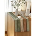 thumbnail image 5 of Table Runner 108 Inches Long for Kitchen Dining, Farmhouse Sage Green Brown Dresser Scarf Farmhouse, Dining Table Decorations for Wedding/Parties, Vintage Wooden Striped 13 x 108 In, 5 of 8