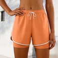 thumbnail image 6 of COMVALUE Women Athletic Shorts 2 in 1 Elastic Waist Pockets Biker Ball Games Running Sports Summer Outfits (Orange, XXL), 6 of 9