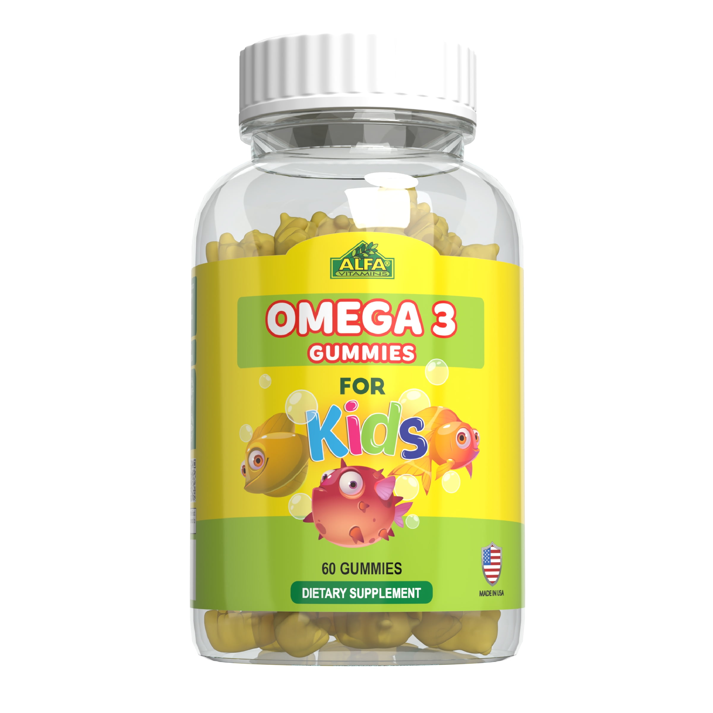 Omega 3 Gummies for Kids with 12 mg Omega 3, EPA & DHA Fish Oils - 60 Gummies