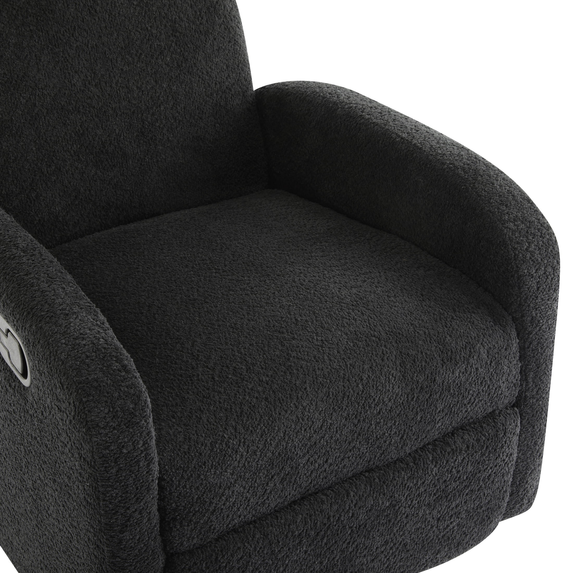 Christopher Knight Home 360° Swivel Glider Recliner Chair, Upholstered Lounge Seat with Solid Wood Base, Black