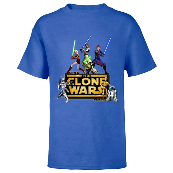 Star Wars The Clone Wars Jedi Warriors - Short Sleeve T-Shirt for Kids - Customized-Royal