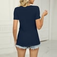 thumbnail image 4 of Tops de verano para mujer, camisa informal ajustada con cuello en V y manga corta de Color puro con diseño recortado para fiesta, oficina y viajes, 4 of 6