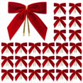 thumbnail image 1 of 24 lazos navideños colgantes con lazo rojo para árbol de Navidad., 1 of 5