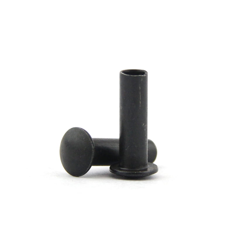 20 Piece Black Carbon Steel Dome Head Half Hollow Shank Rivets M6x14mm