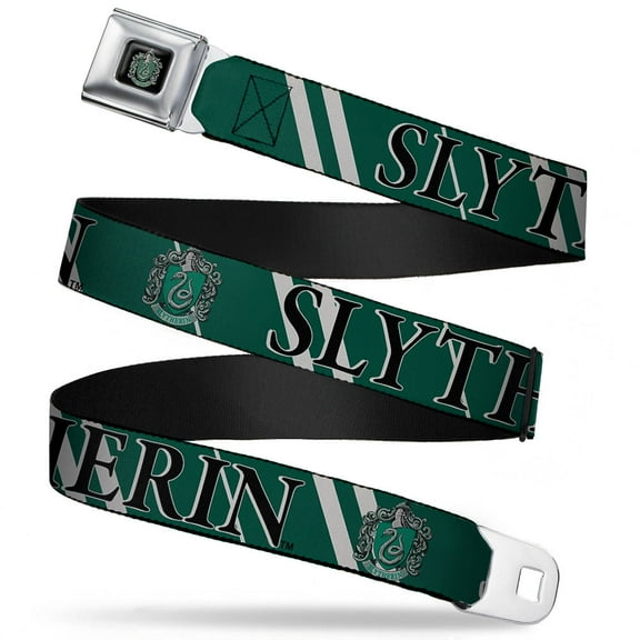 Slytherin Crest Full Color Harry Potter Slytherin Stripe Green Gray Webbing Seatbelt Belt Standard
