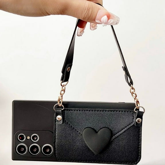 Haobuy for Samsung Galaxy S24 Ultra S24 Plus S24 Wallet Case Leather Crossbody Women Girl Purse with Lanyard