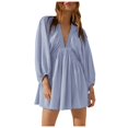 thumbnail image 1 of TJAZFJPA Robe Léopard Femme Aguichant à Manches Longues à Col en V Robe à Taille Robe Décontractée Ample Fluide Robe Mini Robes Chasubles pour Femme Robe T-Shirt, 1 of 7