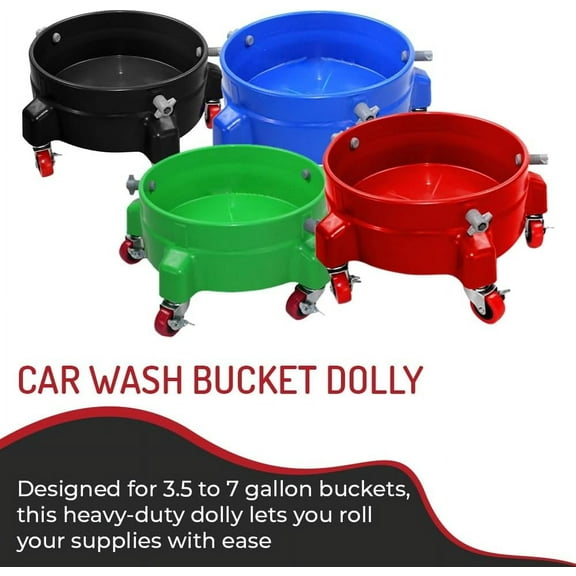 Heavy Duty Bucket Dolly with 360° Swivel Casters | Universal Fit for 3.5– Gallon Buckets | 300 lb Capacity | Red