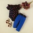 thumbnail image 3 of Tiijoy Baby Girls Outfits Graphic Ruffle Short Sleeve Romper Belt Denim Jeans Set, Sizes 0-18 Months, 3 of 3
