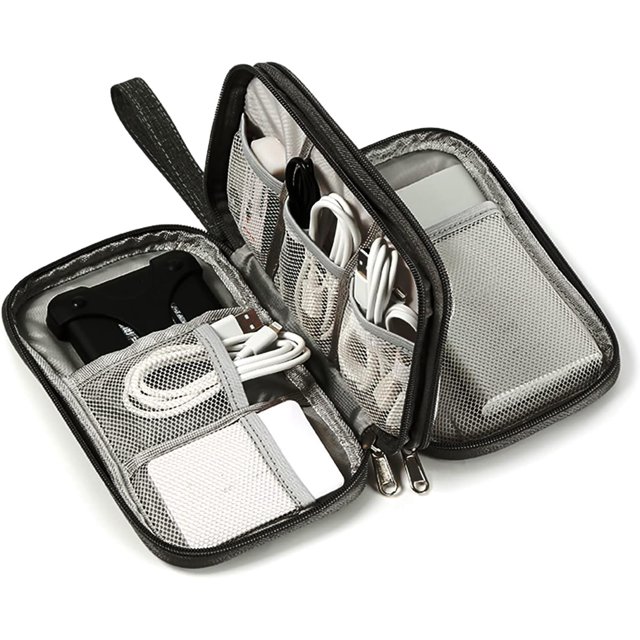 All-In-One Accessory Storage, Compact Size Design Double Layers Storage Bag for Electronics, Cables, and Chargers, Portable Cable Organizer in Waterproof Travel Cord Organizer Style