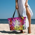 thumbnail image 6 of Xecao Colorful Tie Dye Stained Glass 3 for versatile beach bag for women includes zipper pockets and waterproof material, ideal for vacations and adventures., 6 of 7