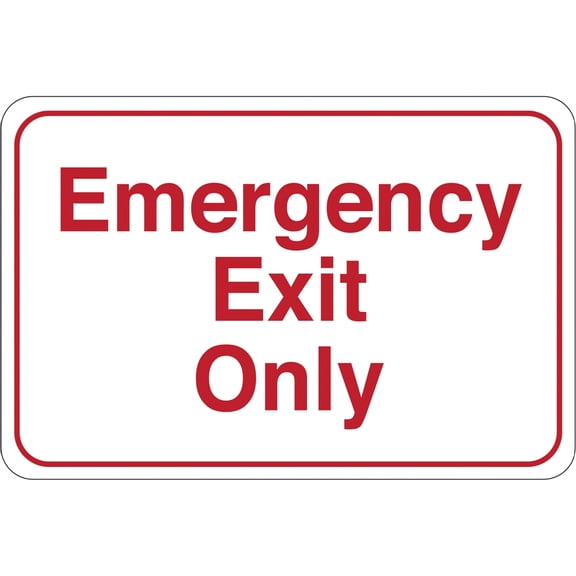 Box Partners "Emergency Exit Only" Facility Sign 6" x 9" Red/White 1/Each SN203