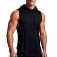thumbnail image 3 of TAGOLD Mens Summer Sleeveless Hooded Blouse Solid Color High Stretch Dry Drawstring Top, 3 of 5