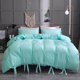 thumbnail image 4 of Juego de cama con funda nórdica y funda de almohada de algodón lavado con lazos sólidos, color verde (n.° 2), 4 of 8