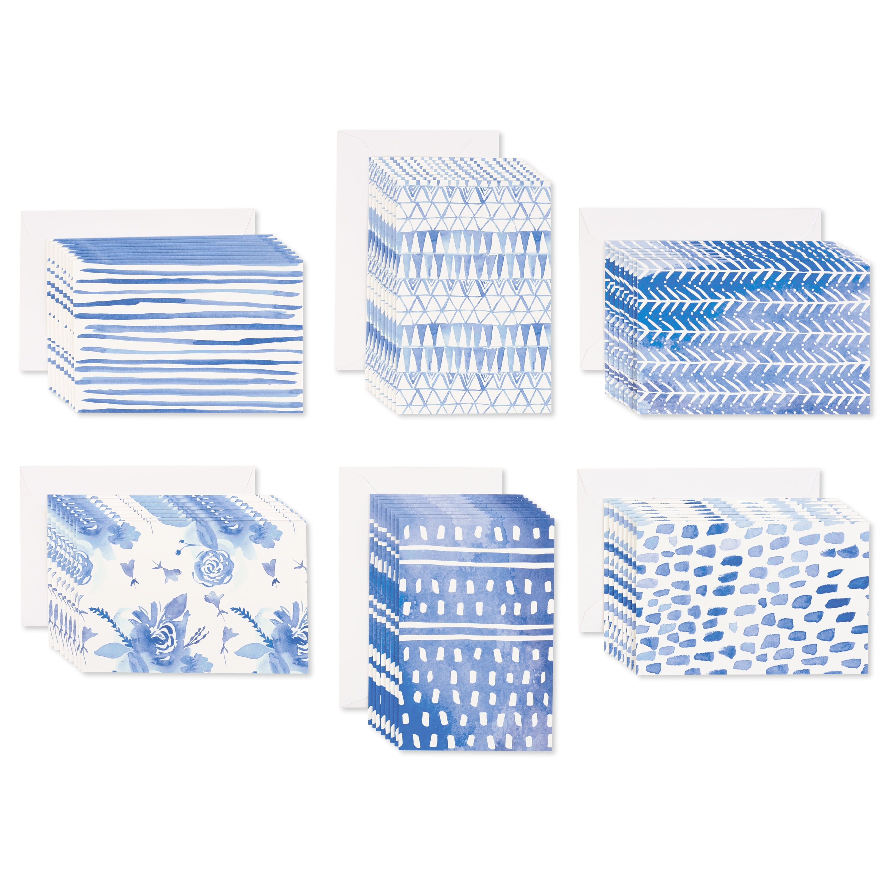 American Greetings Assorted Blue Blank Bulk Cards, Congratulations, Thinking of You, Birthday, Graduation, Thank You (48-Count)