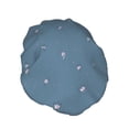 thumbnail image 4 of YFYANG Femmes Double Imperméable Shower Cap, Bleu Simple Motif Floral Cheveux Réutilisables Cap pour Tous les Styles de Cheveux et les Tailles de Tête, 4 of 6