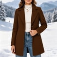 thumbnail image 2 of Women Coat Winter Casual Long Sleeve Solid Color Button Front Lapel Coat with Pockets Soft Loose Fit Cozy Outerwear for Office Wear, 2 of 6