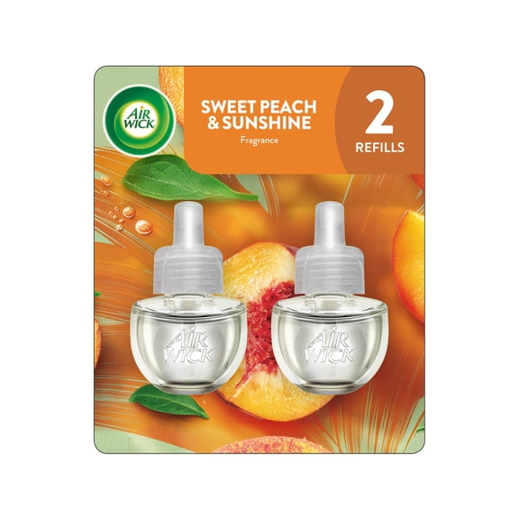Air Wick Plug-In Scented Oil Air Freshener Warmer Refills, Peach and Sweet Nectar, 2 Count