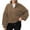 Brown, variant on Women's Full Zip Short Jacket Warm Winter Long Sleeve Stand Collar Coat