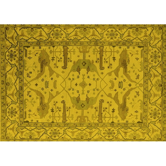 Ahgly Company Indoor Rectangle Oriental Yellow Industrial Area Rugs, 2' x 4'