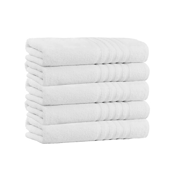 100% Cotton 5-Pack Bath Towel Sets - Extra Plush & Absorbent Over-sized White Bath Towels - 30" x 60" (White)