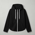 thumbnail image 7 of WIZUTIZ Women's Zip Up Hoodie Jacket Double Pockets Solid Color Long Sleeve Winter Casual, 7 of 7