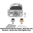 thumbnail image 3 of Replacement Part for Fisher-Price Little People Baby's Day Storybook Set - GVH64 ~ Replacement Twin Girl Figure ~ Blue Bib with Rainbow ~ Brown Hair with Pigtails, 3 of 5