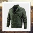 thumbnail image 2 of Siilsaa Men Jacket Casual Slim Fit Lightweight Sportswear Zip Up Jacket Casual Bomber Jacket with Hoodie Army Green,XL, 2 of 3